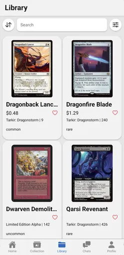 Library page app screenshot