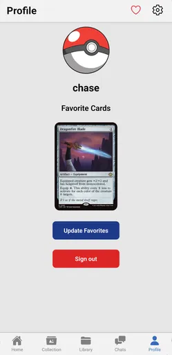 A screenshot of the "profile page" of the app